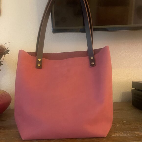 Portland Leather Tote Bag Dark Pink   Small size - Picture 3 of 7